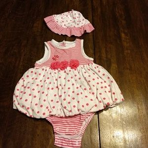 Little me one piece/dress w/ sun hat